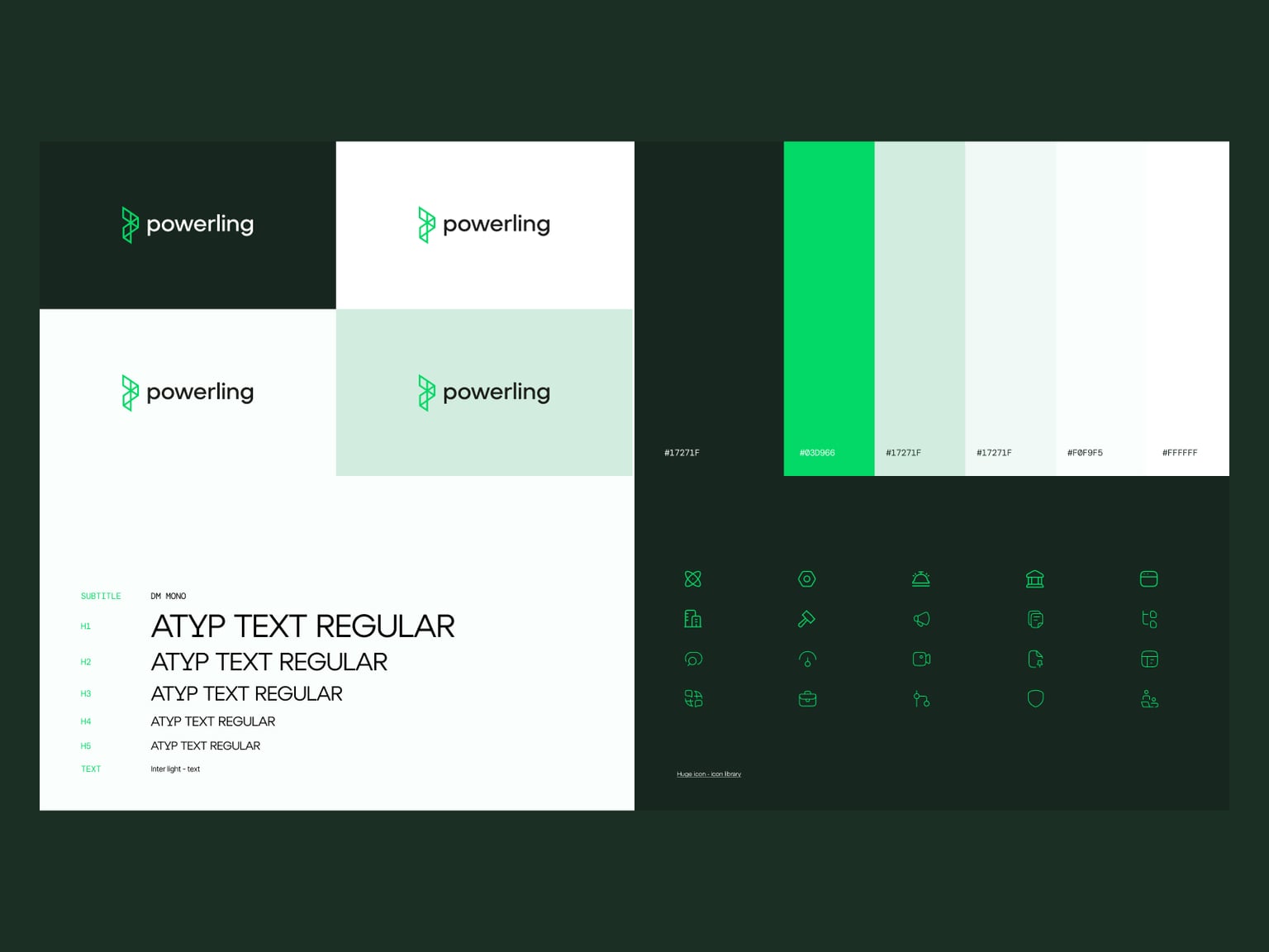 Brand book: logo versions, colors, typography and icons
