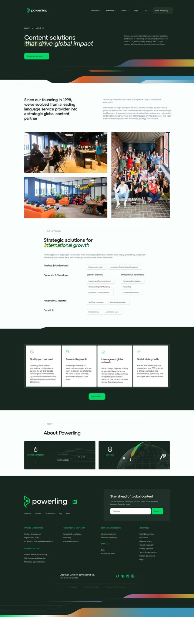 About page, full page