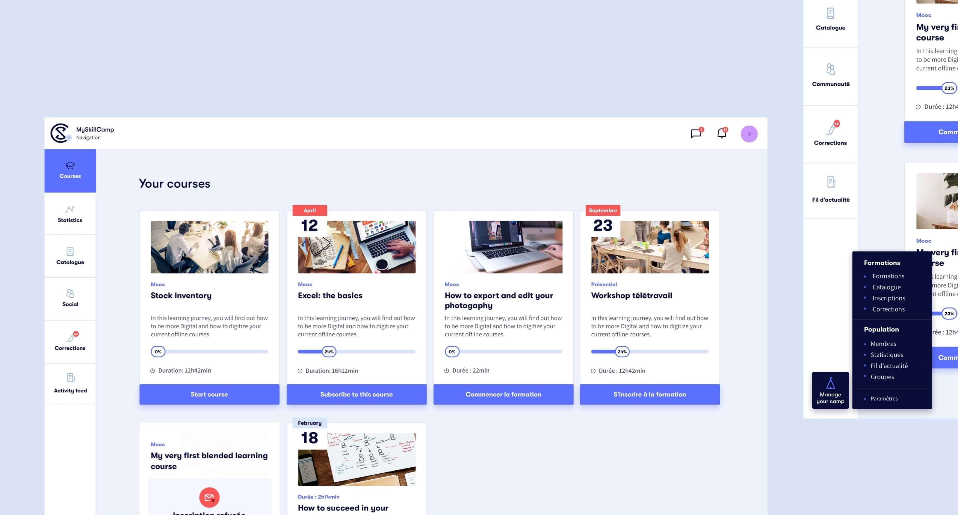 Manager and admin menu