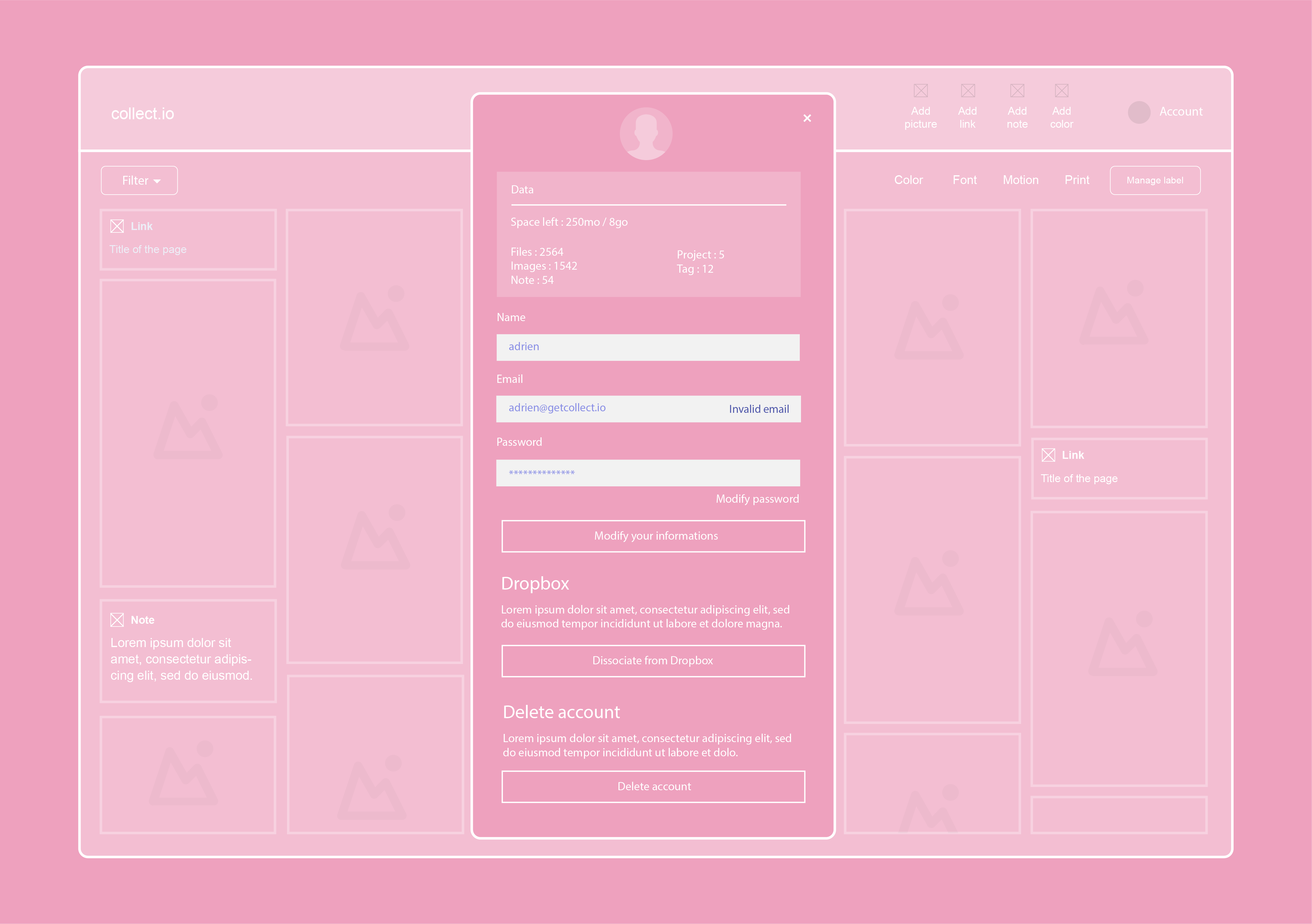 wireframes profile